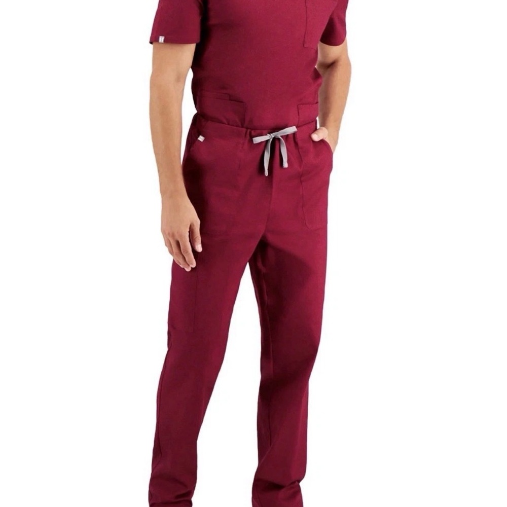 Hanes Comfort Fit Unisex Nurse Scrub Set Vneck Burgundy Size Small